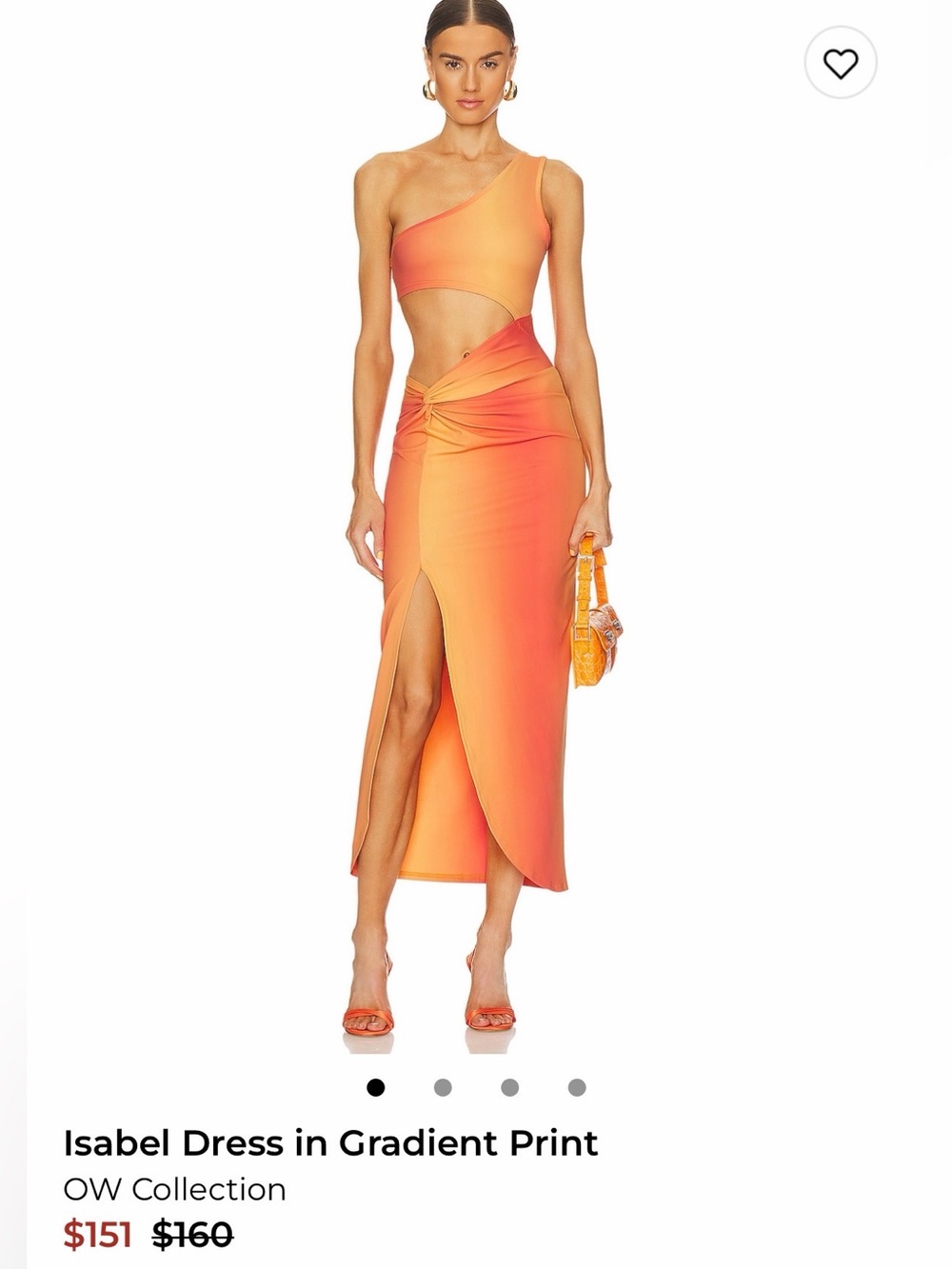 OW Collection Isabel One-Shoulder Maxi Dress in Orange Gradient
